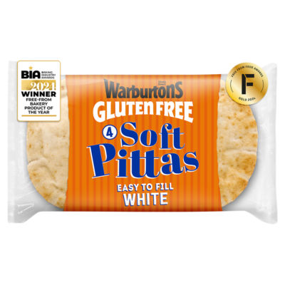 Warburtons Gluten Free White Soft Pitta Breads 4 Pack