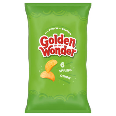 Golden Wonder crisps Spring Onion 6 x 25g, imported from the UK