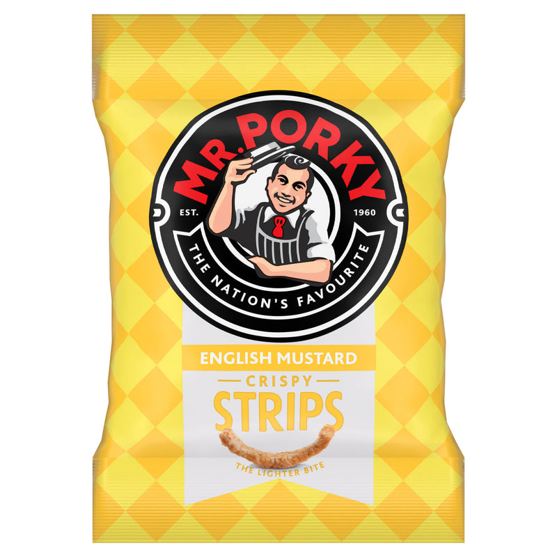 Mr Porky English Mustard Crispy Strips 32g (British brand)