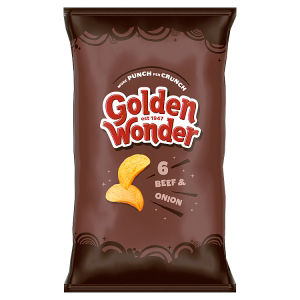 Golden Wonder Beef & Onion crisps multipack 6 x 25g (British brand)