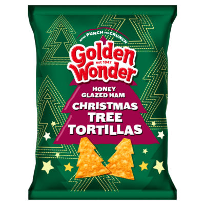 Golden Wonder Christmas Tree Tortillas honey glazed ham flavour 160g (British brand)
