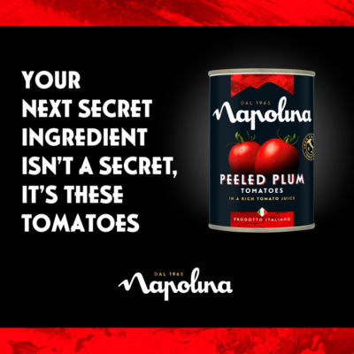Napolina Peeled Plum Tomatoes in Rich Tomato Juice 400g, imported from the UK