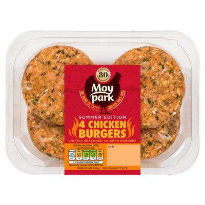 Moy Park chicken burgers Summer Edition 4 pack - British product