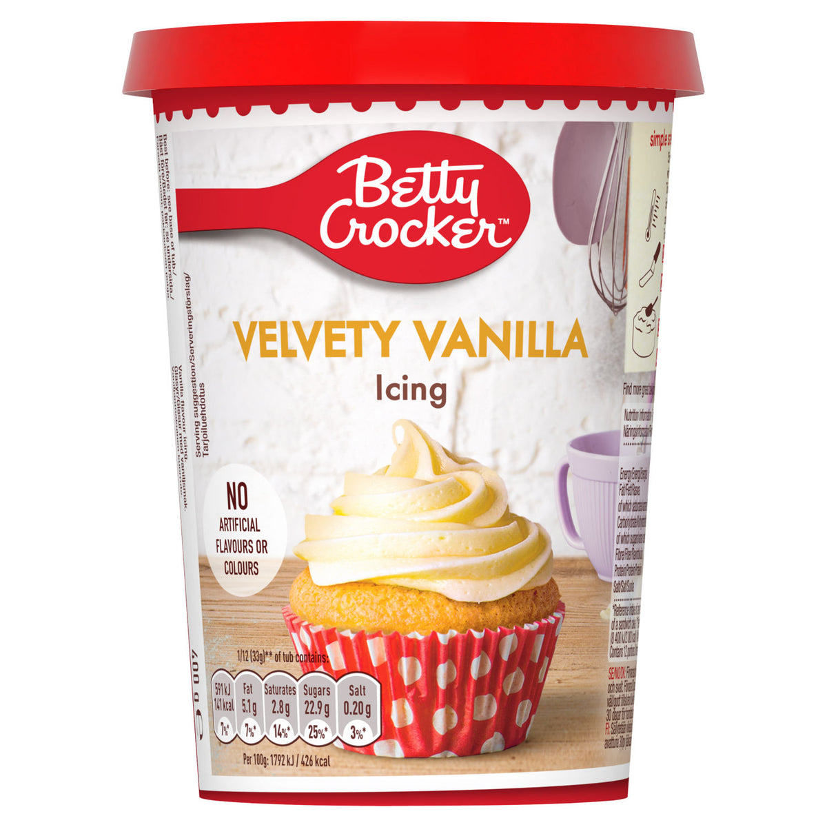 Betty Crocker vanilla flavour icing 400g tub (British brand)