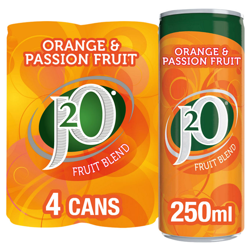 J2O Orange & Passion Fruit Juice Drink Cans