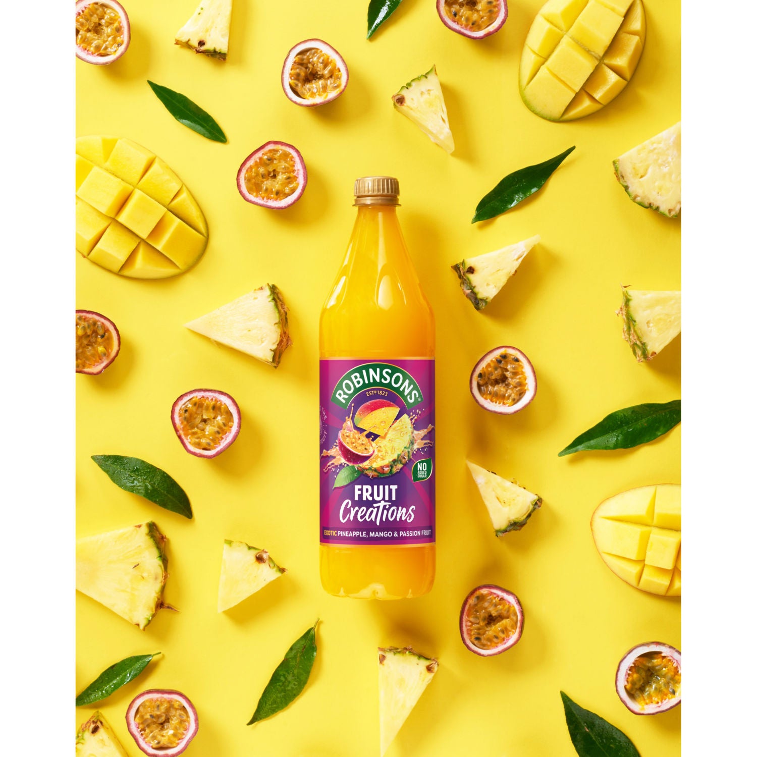 Robinsons Pineapple, Mango & Passion Fruit squash 1L, imported from the UK
