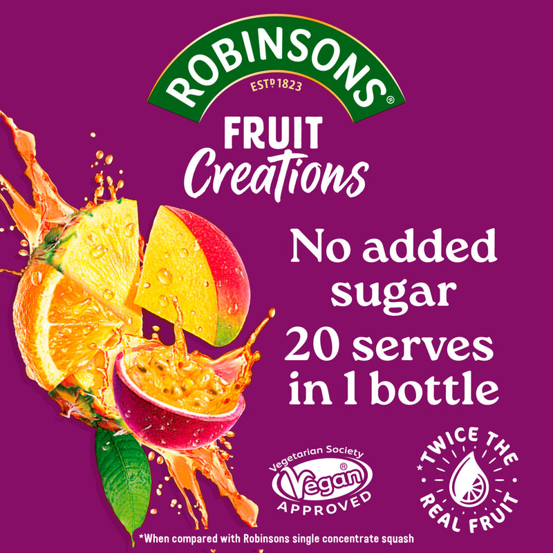 Robinsons Pineapple, Mango & Passion Fruit squash 1L, imported from the UK