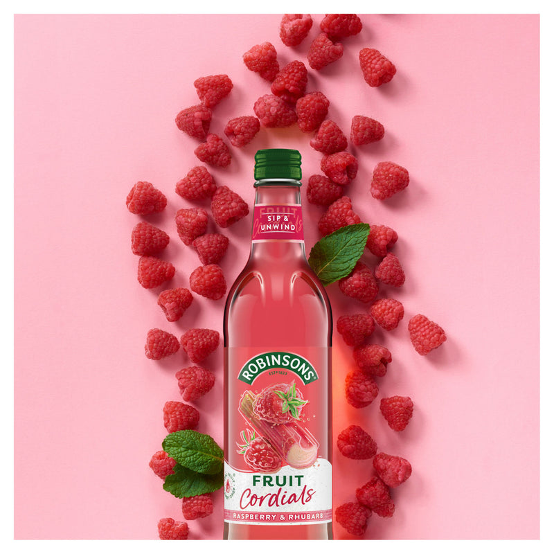 Robinsons raspberry and rhubarb fruit cordial 500ml, imported from the UK