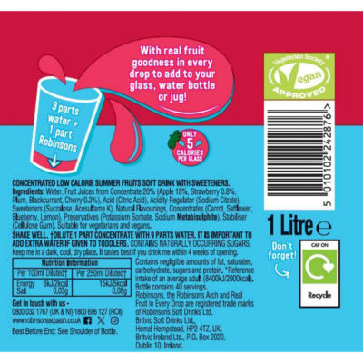 Robinsons summer fruits double concentrate 1L - British product