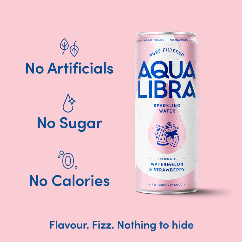 Aqua Libra sparkling water Watermelon & Strawberry 4x330ml, UK version