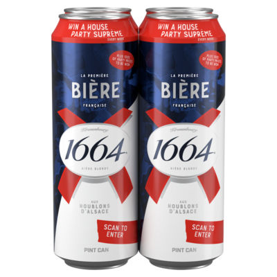 Kronenbourg 1664 Bière Blonde premium lager 568ml can pack, imported from the UK