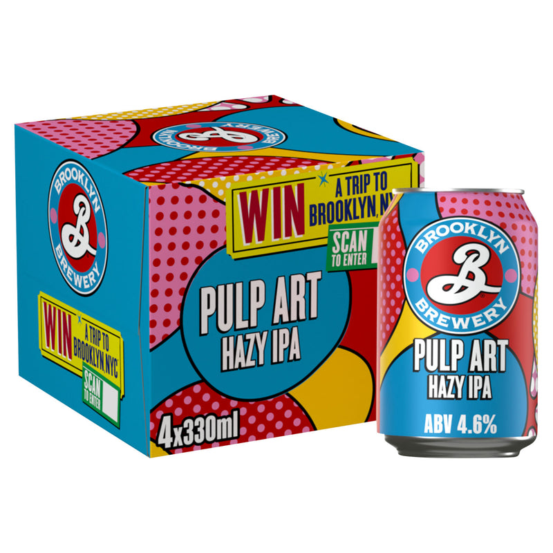 Brooklyn Brewery Pulp Art IPA hazy beer cans 4x330ml, imported from the UK