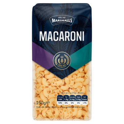 Marshalls Macaroni pasta 250g pack, imported from the UK