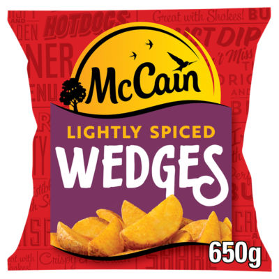 McCain Lightly Spiced Potato Wedges 650g, imported from the UK