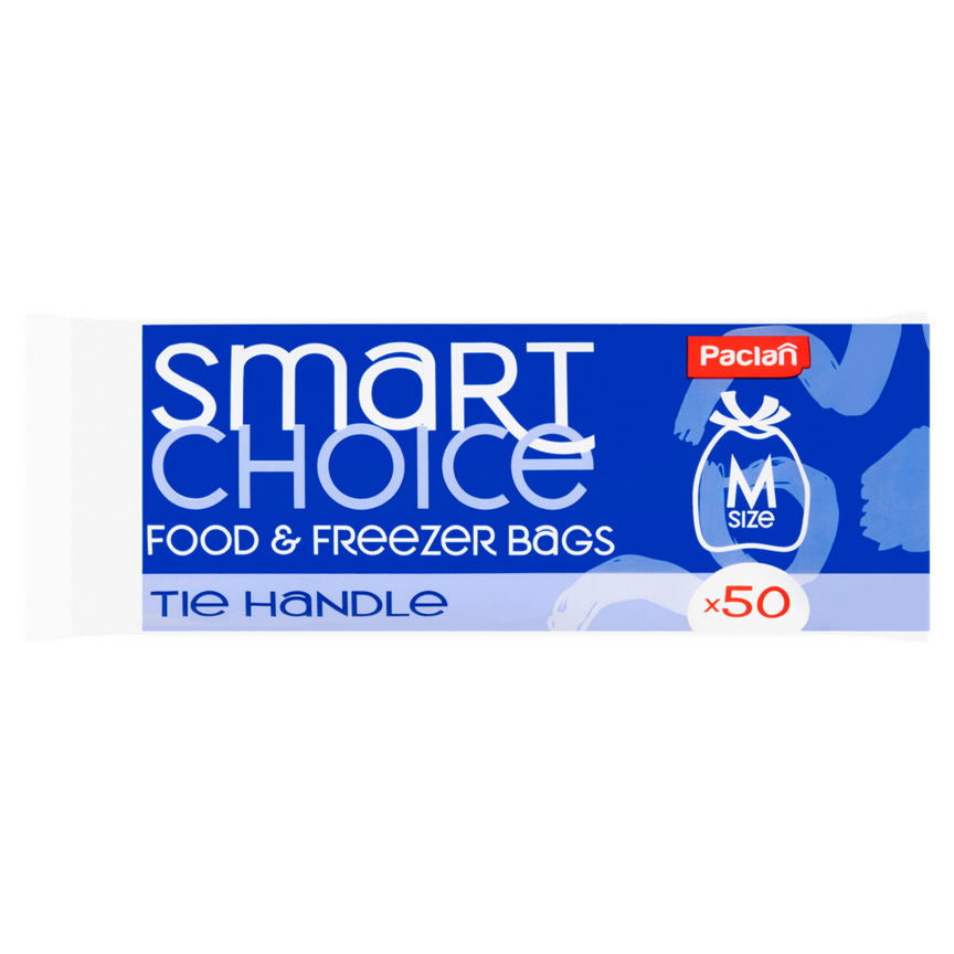 Paclan Smart Choice 50 Food & Freezer Bags Tie Handle M Size GOODS ASDA   