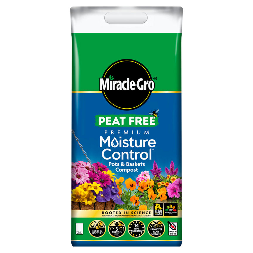 Miracle-Gro Premium Moisture Control Pots & Baskets Compost 10L