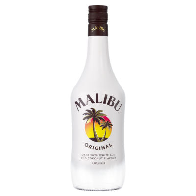 Malibu Original White Rum with Coconut Flavour 1L, imported from the UK