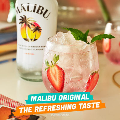 Malibu Original White Rum with Coconut Flavour 1L, imported from the UK