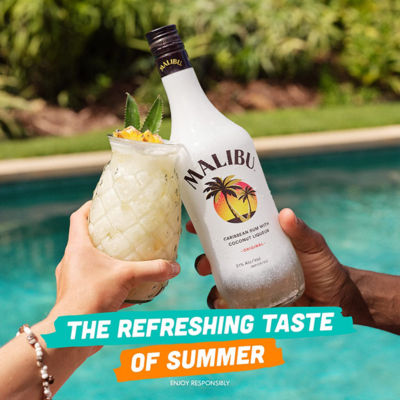 Malibu Original White Rum with Coconut Flavour 1L, imported from the UK