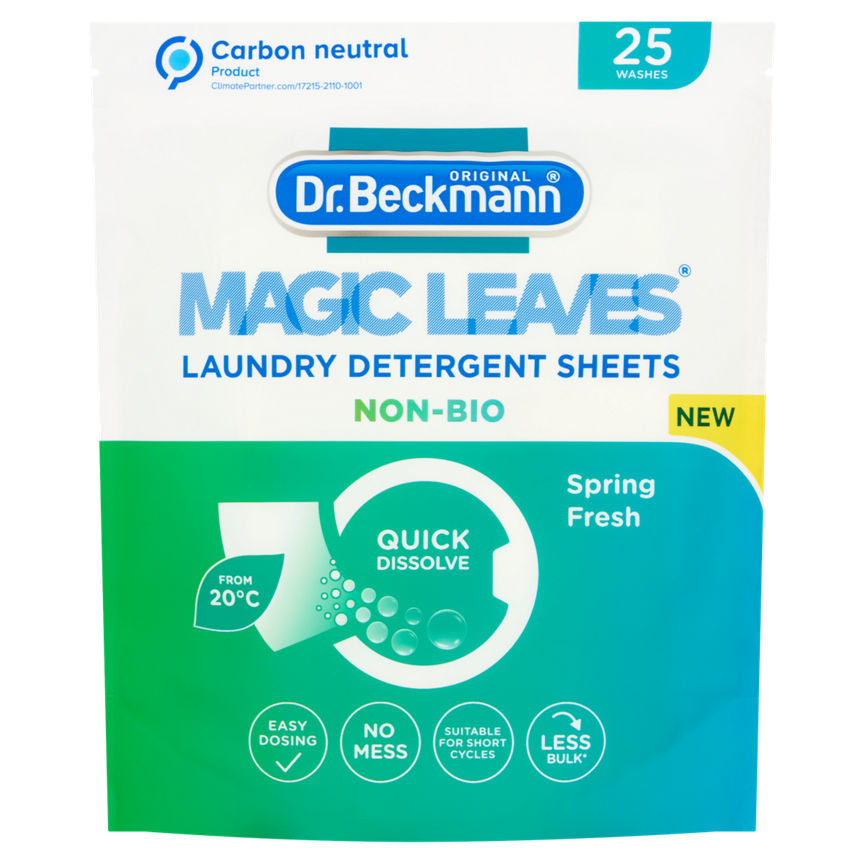 Dr. Beckmann Original Magic Leaves Laundry Detergent Sheets Non-Bio Spring Fresh 25 Washes