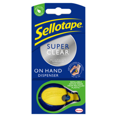 ASDA Sellotape Super Clear On-Hand Tape Dispenser and Roll 18mm x 15m- Buy online at McGrocer