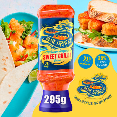 Blue Dragon reduced sugar sweet chilli dipping sauce 295g, UK version