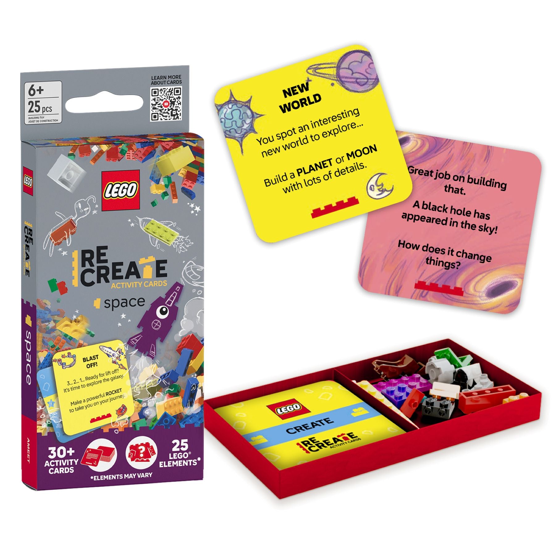 LEGO Recreate Activity Cards Space pack with 25 pieces - British product