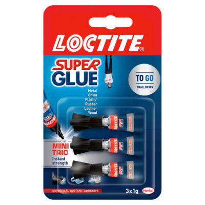 Loctite super glue mini trio 3 x 1g, imported from the UK