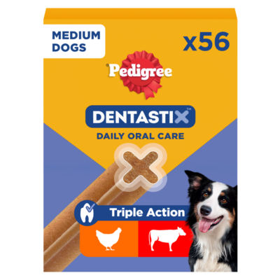 Pedigree daily dental chew sticks for medium dogs, 56 sticks - British product