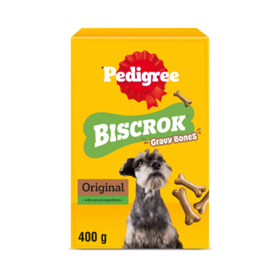 Pedigree Gravy Bone dog biscuits 400g, imported from the UK