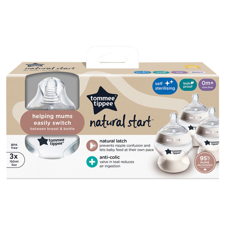 Tommee Tippee Closer to Nature 3 Baby Bottles 0+ Months