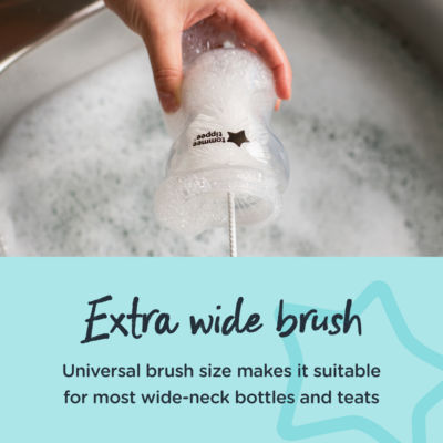 Tommee Tippee Essentials Flaschen- & Saugerbürste Extrabreich mit Nylonborsten Babyflaschen-Reinigungsbürste