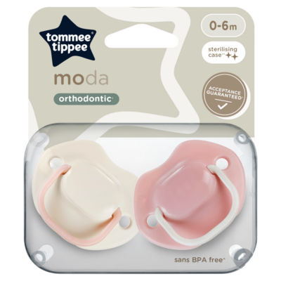 ASDA Tommee Tippee Sucettes Moda Symétriques 0-6m Sucettes Nouveau-né Lot de 2 avec Pod Stérilisateur - Acheter en ligne sur McGrocer