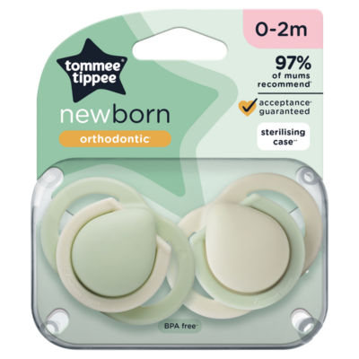 Tommee Tippee newborn soothers extra small 2-pack, imported from the UK
