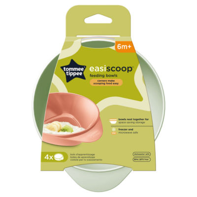 Tommee Tippee 4x Easiscoop Baby-Fressnäpfe mit dreieckigem Boden und Griff (6m+)
