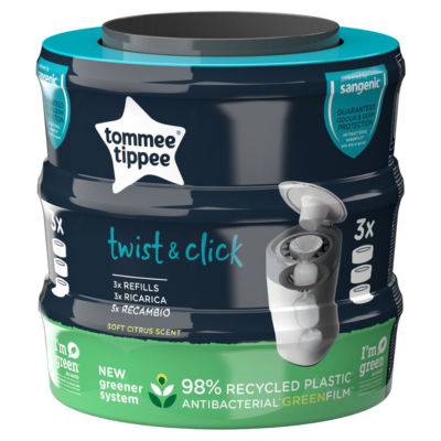ASDA Tommee Tippee Sangenic Twist & Click Advanced Nappy Bin Refill Cassettes 3x- Buy online at McGrocer