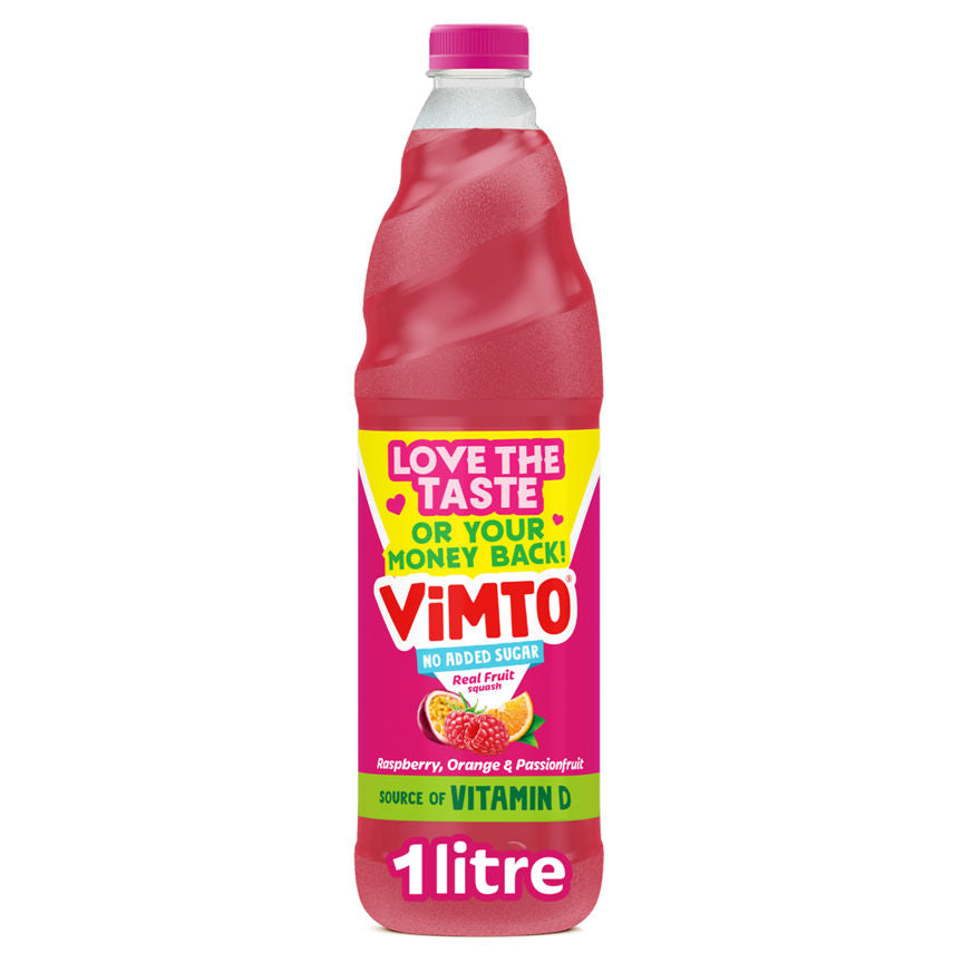 Vimto Remix No Added Sugar Raspberry Orange & Passionfruit Squash GOODS ASDA   