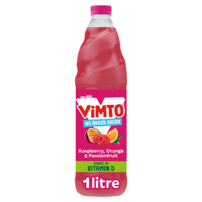 ASDA Vimto Raspberry, Orange & Passionfruit No Added Sugar Squash 1 Litre- Buy online at McGrocer