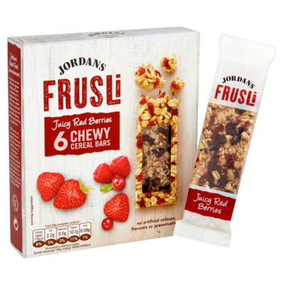 Jordans Frusli Saftige Røde Bær Seige Frokostbarer 6x30g