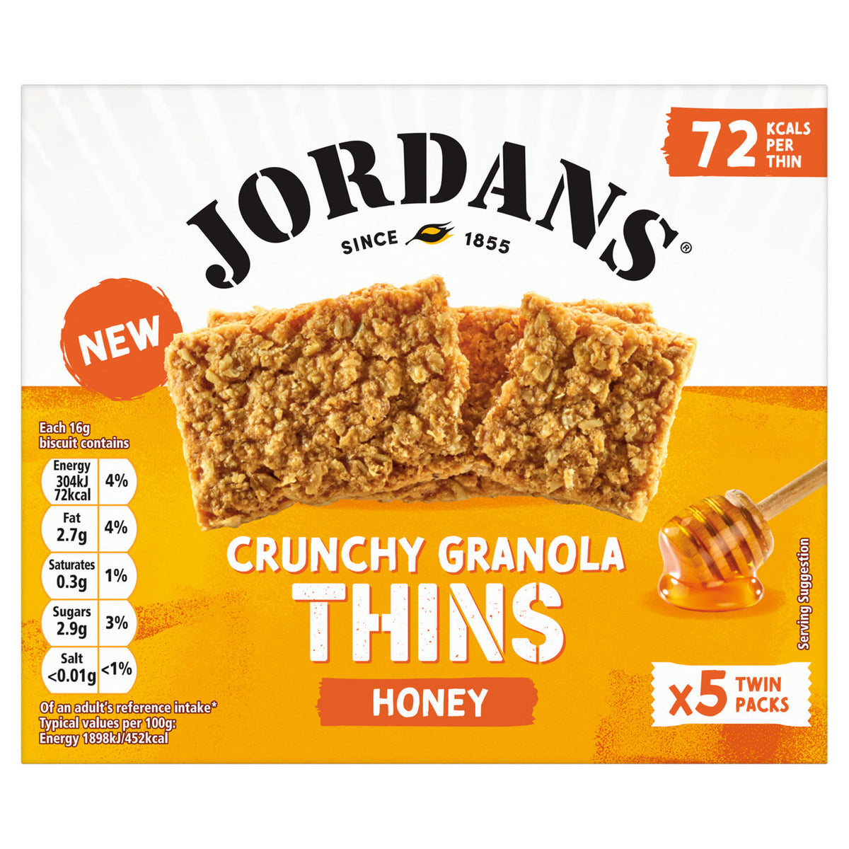 Jordans Granola Thins Honey Oat 160g, imported from the UK