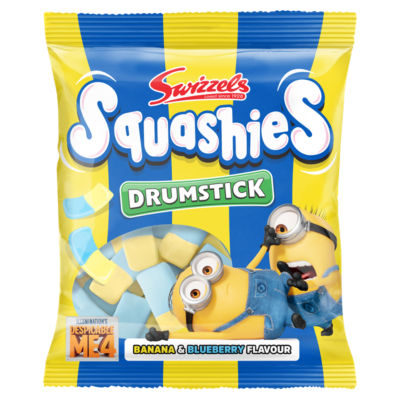 Swizzels Squashies Drumstick Banane & Blaubeer Geschmack kaubare Süßigkeiten 120g