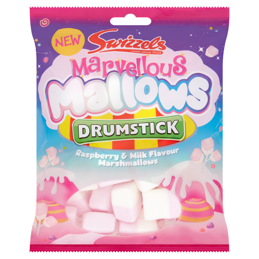 Swizzels Marvellous Mallows Drumstick Raspberry & Milk Flavour Marshmallows GOODS ASDA   