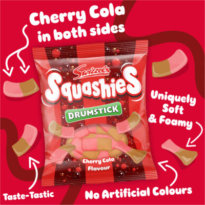 Swizzels Squashies Cherry Cola gums 140g, imported from the UK