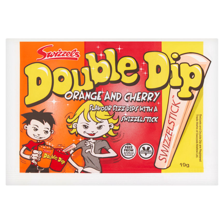 Swizzels Double Dip Orange and Cherry Flavour Fizz Dips with a Swizzelstick GOODS ASDA   