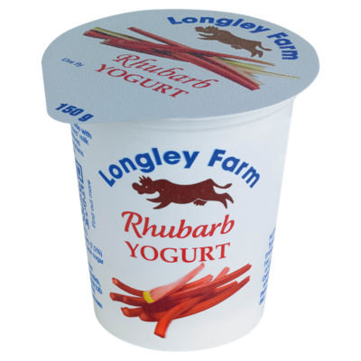 Longley Farm rhubarb yoghurt 150g, UK version