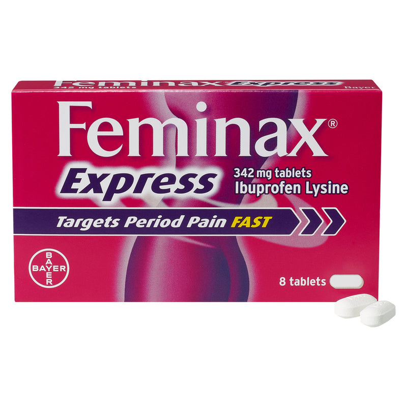 Feminax Express Ibuprofen Lysine Tablets 8 - British product