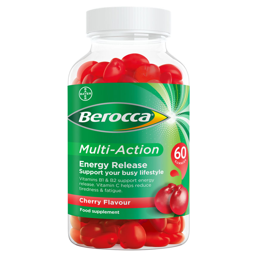 Berocca Multi-Action Cherry Flavour 60 Gummies GOODS ASDA   