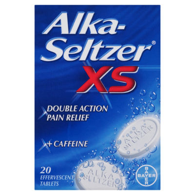 Comprimidos efervescentes Alka-Seltzer XS Doble Acción para el alivio del dolor, 20 comprimidos