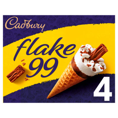 Cadbury Flake 99 Waffeln Vanilleeis, gefrorener Genuss, 4 x 125 ml