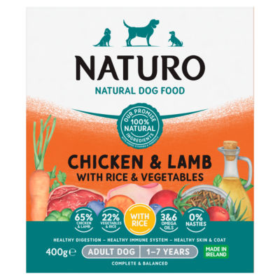 Naturo Hühnchen & Lamm mit Reis und Gemüse Naturhundefutter 400g